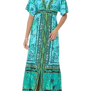 Lilly Pulitzer Blue and Green Maxi Dress